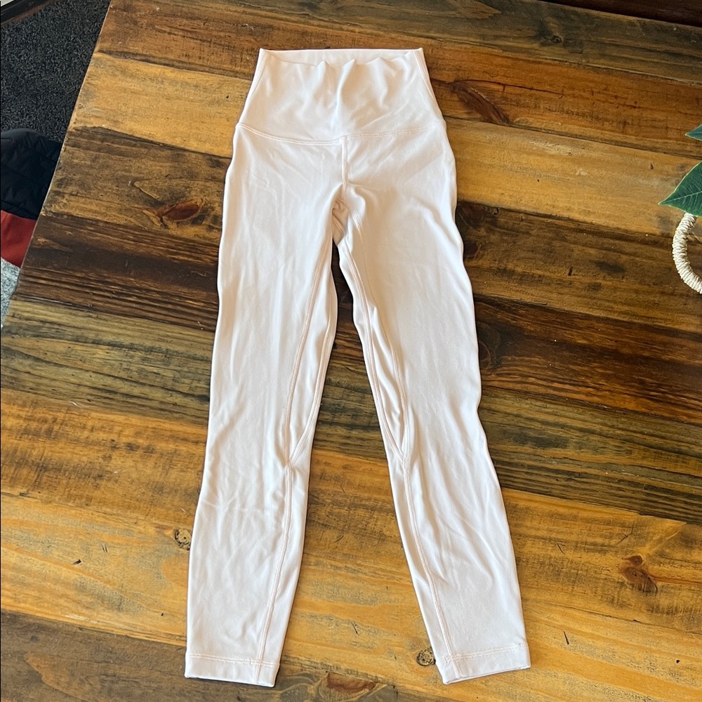 Lululemon Align Pant II 25” Leggings, double lined in Feather Pink, size 0